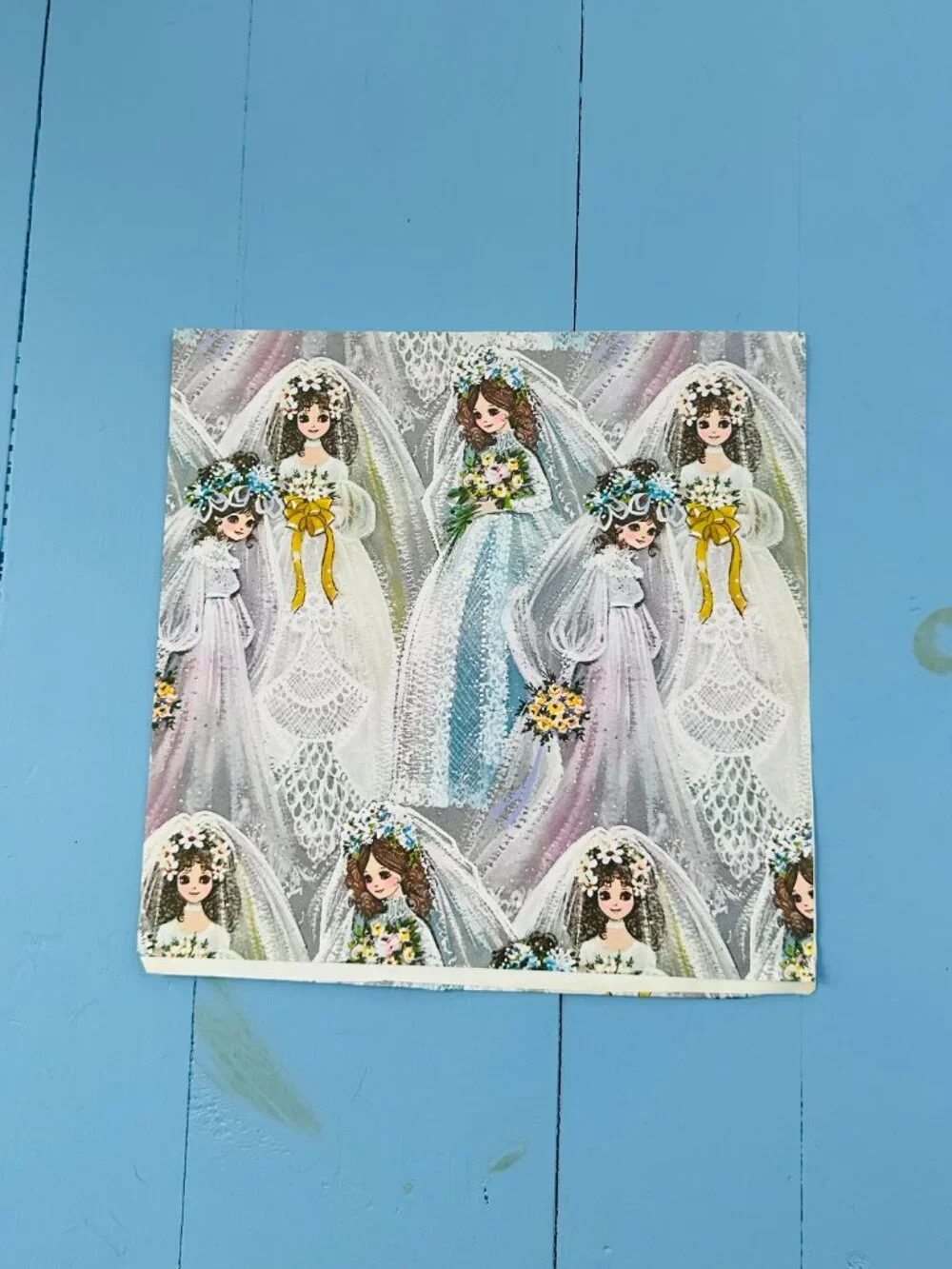 Vintage 1970s Bridal Wrapping Paper, Bridal Shower Decor,  Retro Bride Ephemera